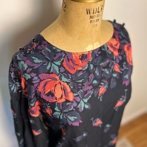 Anthropologie Maeve black floral print blouse